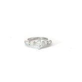 14k White Gold 1.05ct F SI2 Princess Cut Diamond/.60ct F VS2 Round and Baguette Diamond Promise Ring